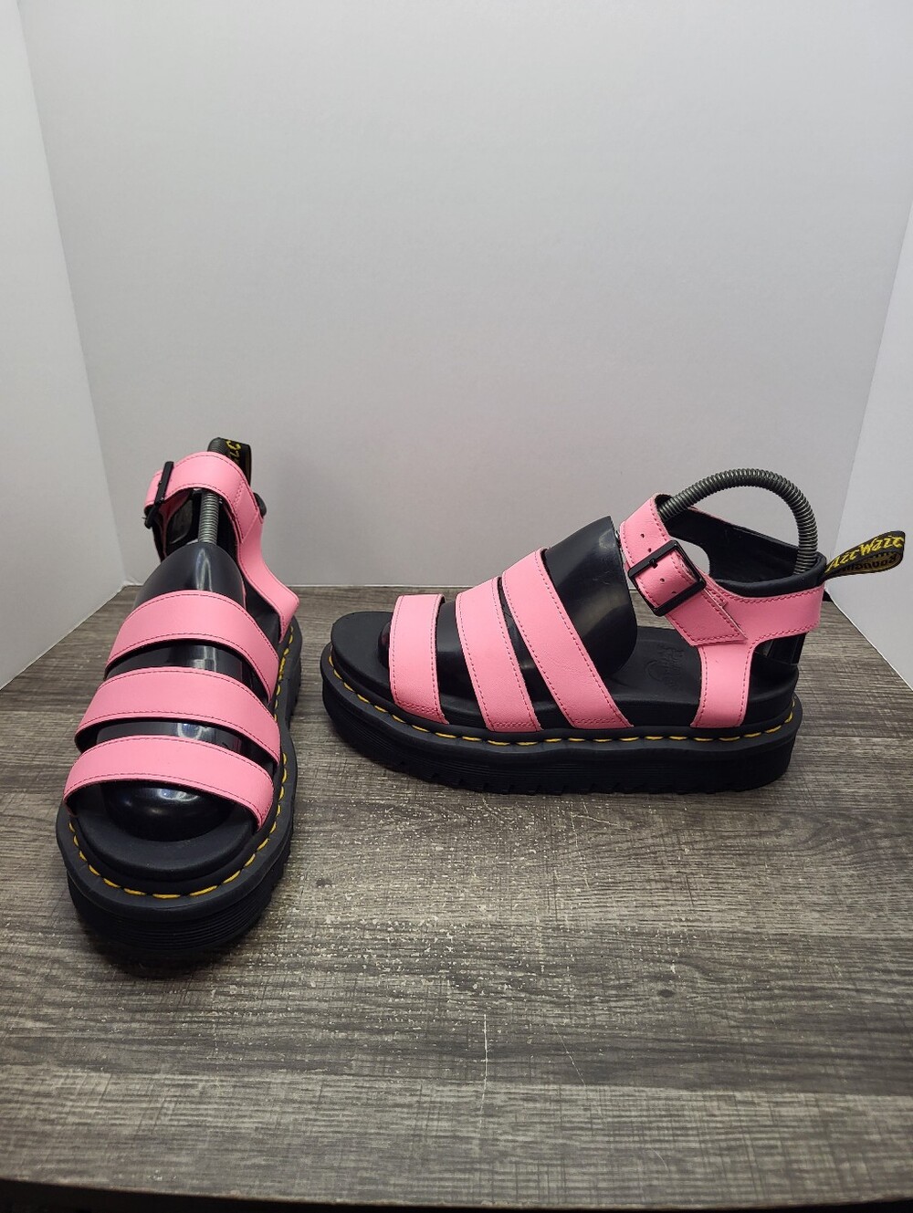 Dr. Martens Blaire Pink Platform Slide Sandals 3 Straps Womens Size 7